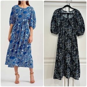 Scanlan Theodore Silk Cocoon Sleeve Dress Blue (D9)